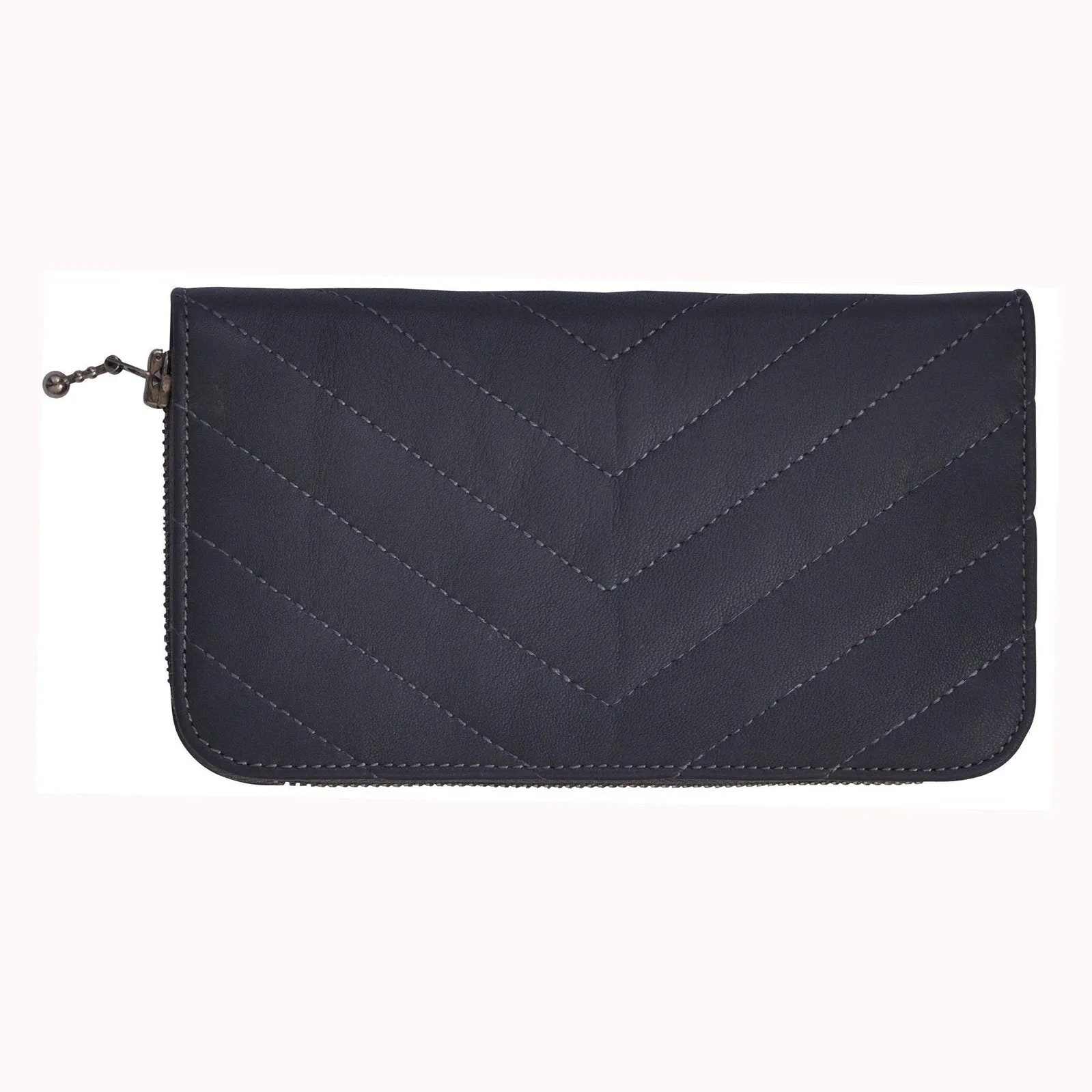 Womens Natural Dark Grey Leather Purse