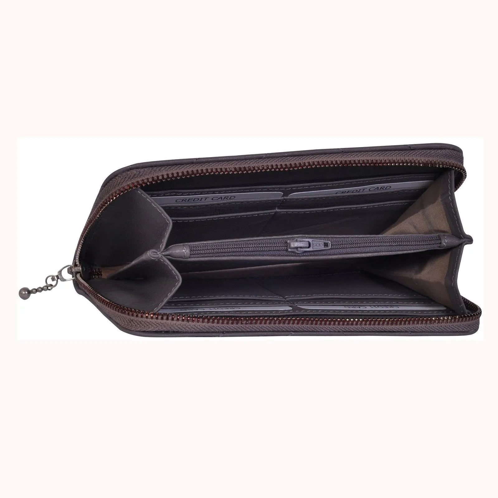 Womens Natural Dark Grey Leather Purse