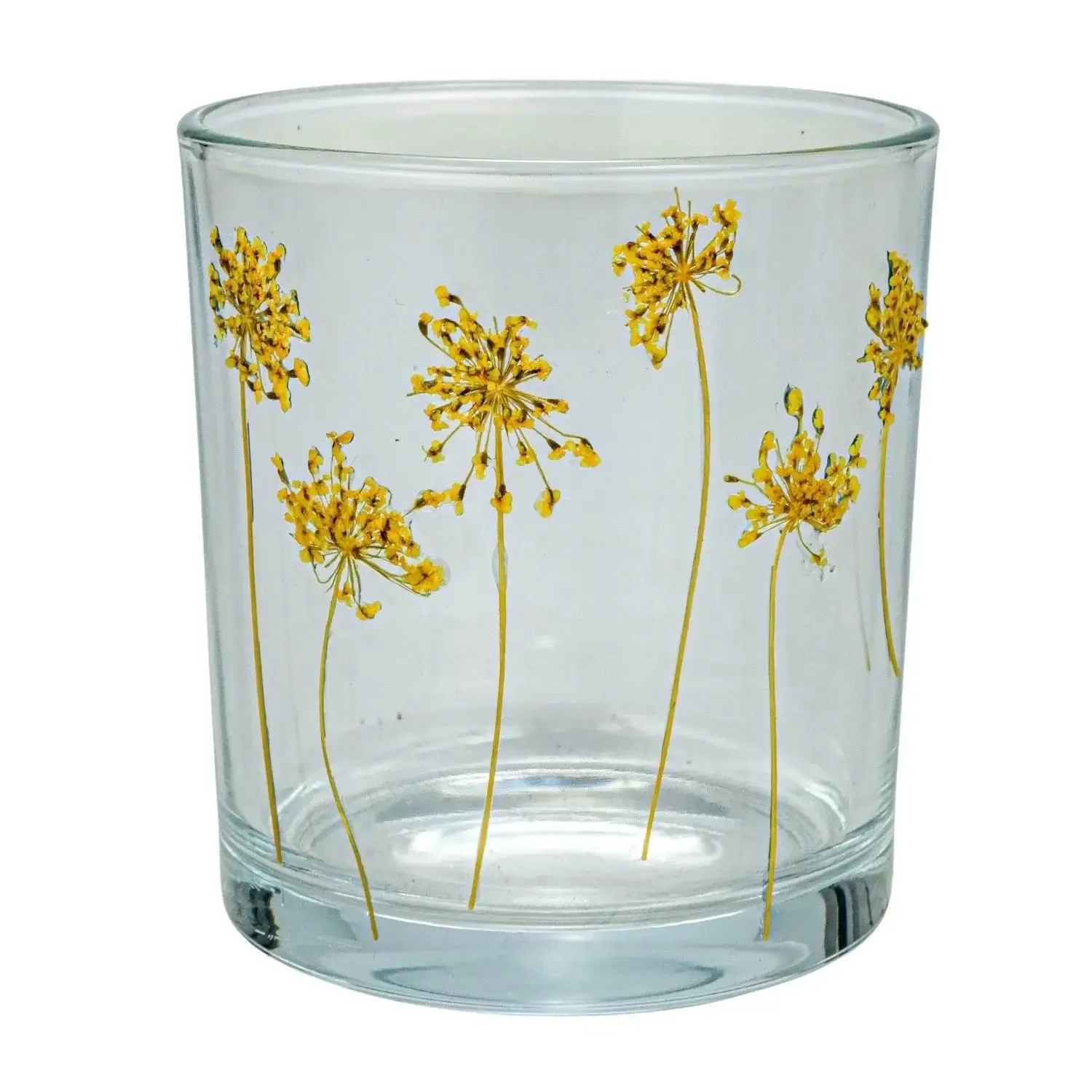 WOOD TRAY EMBOSSED GLASS TEALIGHT/VOTIVE HOLDERS VASE, SET OF 7