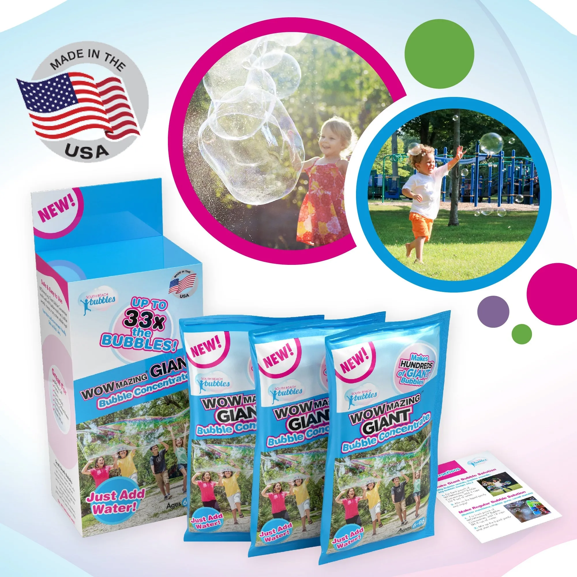WOWmazing Bubble Concentrate Refill - 3 Pouch-Pack - Just Add Water!