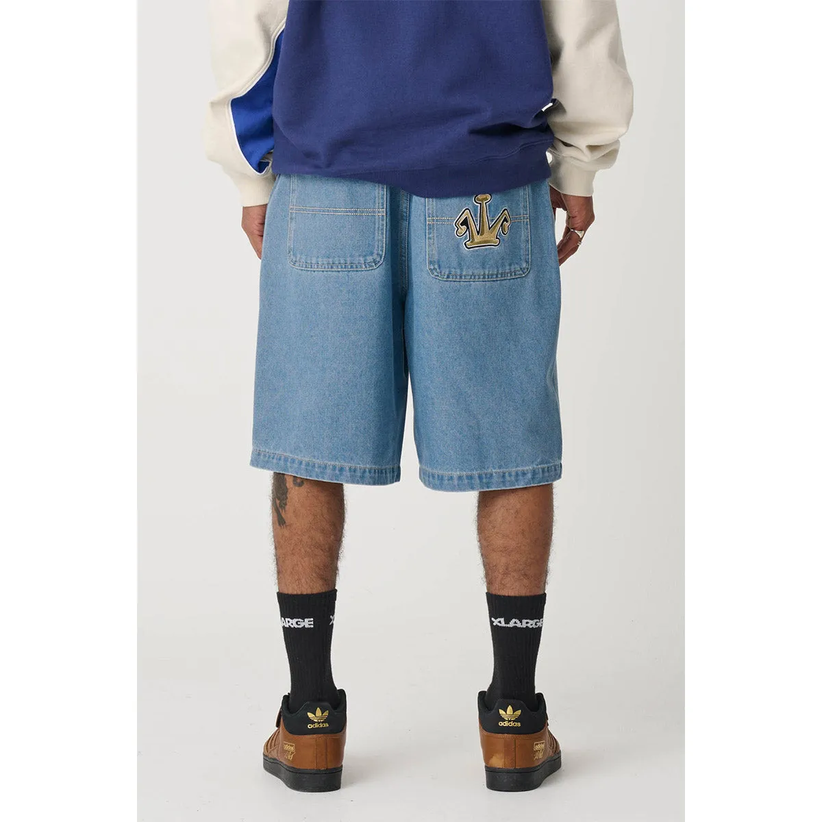 XLarge - Folded Crown Bull Denim Shorts Mid Blue