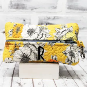 Yellow Floral Personalized Quilted Pouch