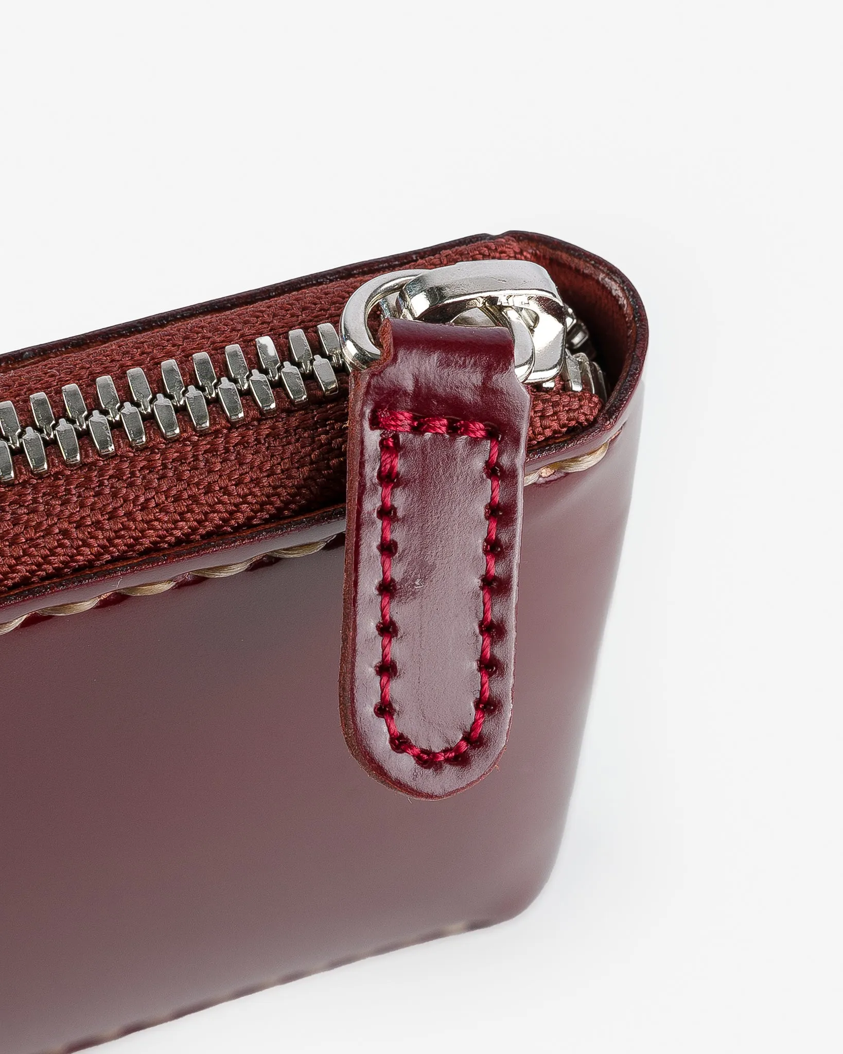 Zip-Secured Shell Cordovan Wallet - Oxblood