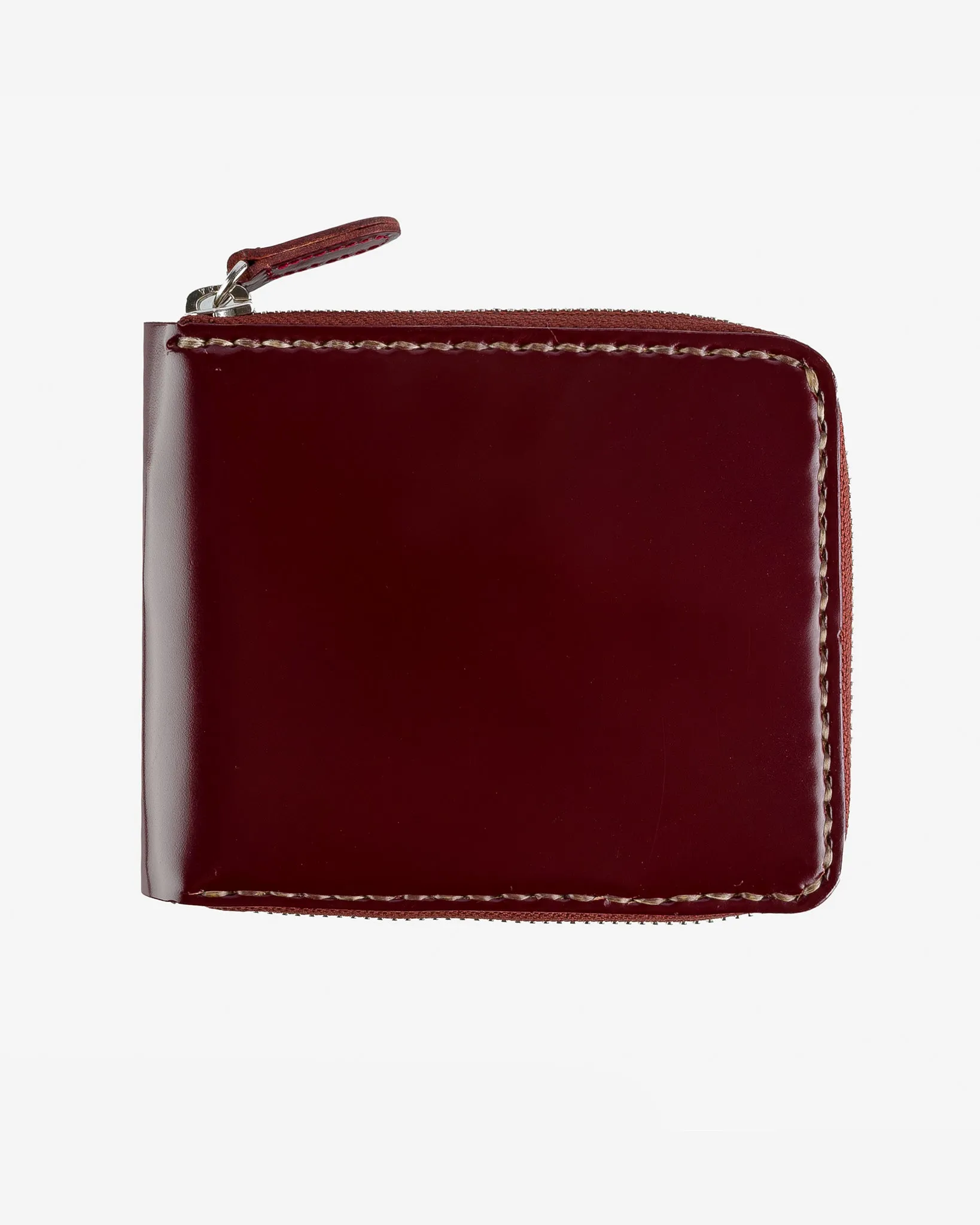 Zip-Secured Shell Cordovan Wallet - Oxblood